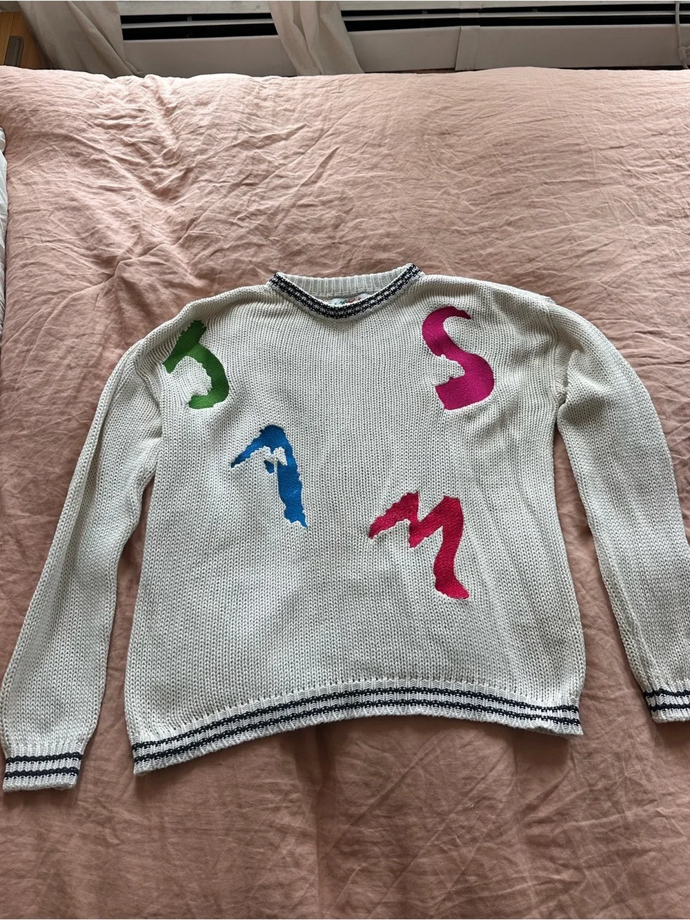 Vintage JAMS World Hawaii Cotton Sweater with Colorful Abstract Patches, Medium
